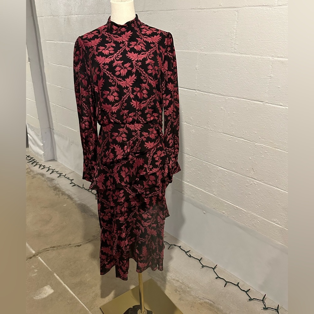 SALONI Isa Devore Silk Blend Georgette Midi Dress